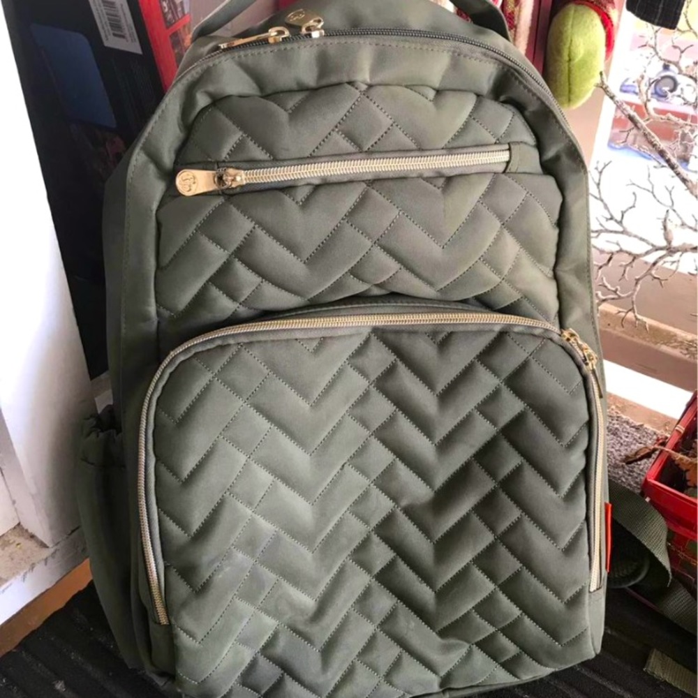 Fisher-Price Signature Quilted Backpack Diaper w Changing Pad, Stroller, Laptop